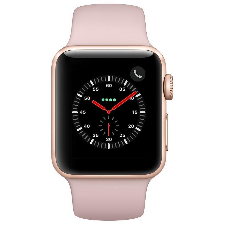 Apple Watch Series 3 GPS and Cellular 38mm Gold Aluminium Case with Sport Band Pink Sand