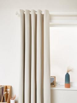 John Lewis Arlo Pair Lined Eyelet Curtains, Putty