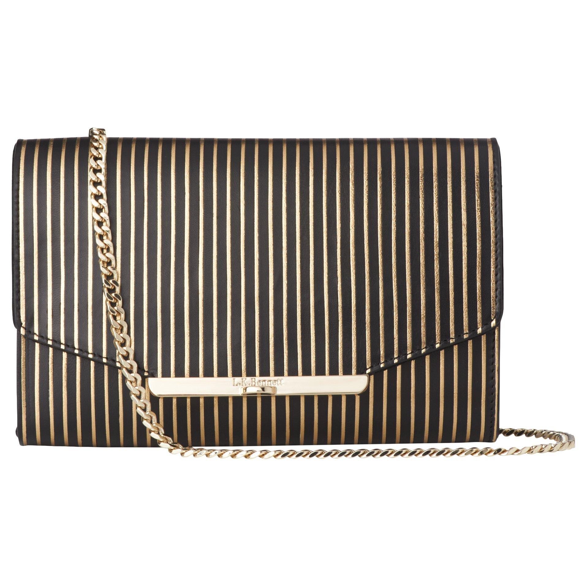 L.K. Bennett Zadie Leather Shoulder Bag, Black Gold