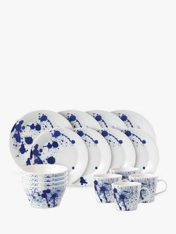 Royal Doulton Pacific Splash Porcelain Dinnerware Set, 16 Piece, Blue, Blue