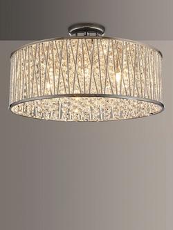 John Lewis Emilia Large Crystal Drum Flush Ceiling Light, Clear