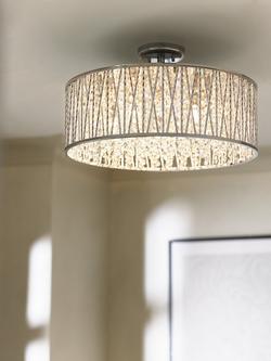 John Lewis Emilia Large Crystal Drum Flush Ceiling Light - view 2, Clear
