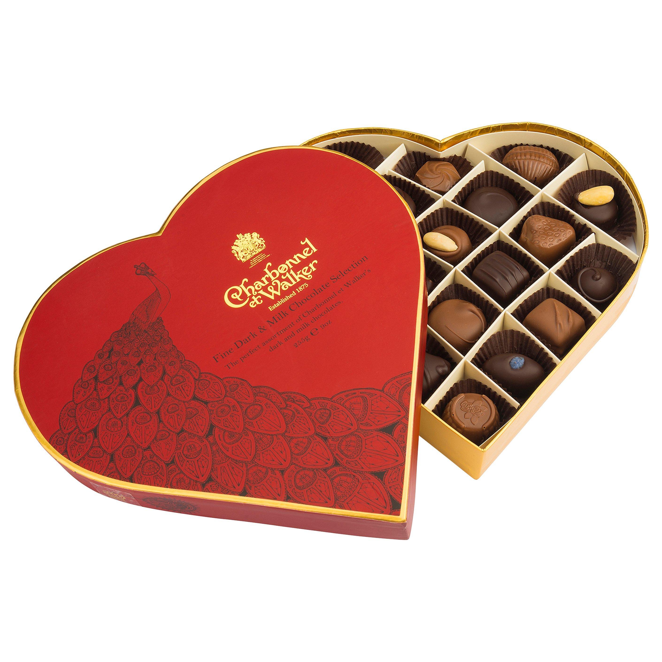 Charbonnel et Walker Large Red Peacock Heart Box, 255g