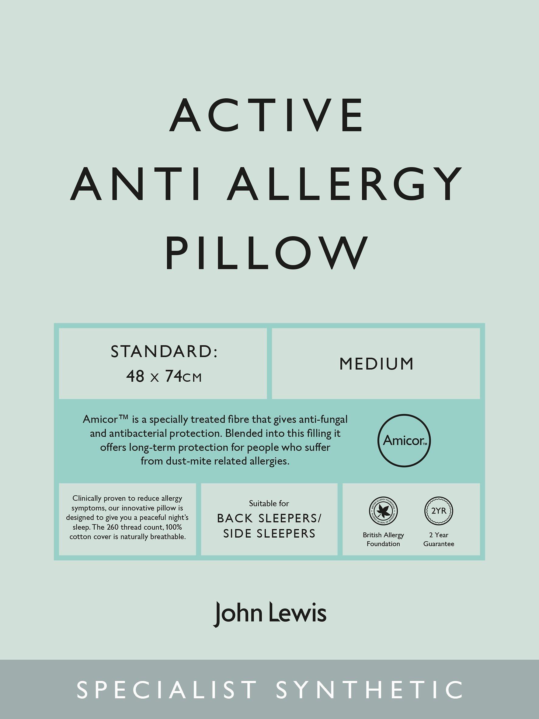 John Lewis Partners Specialist Synthetic Active Anti Allergy Standard Pillow Medium