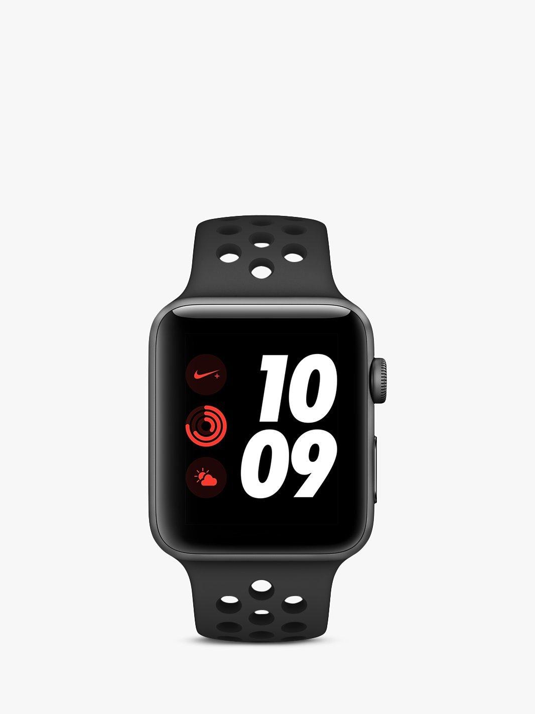 Apple Watch Nike+ Series 3, GPS and Cellular, 42mm Space Grey Aluminium Case with Nike Sport Band, Anthracite / Black Apple Watch Nike+ Series 3, GPS and Cellular, 42mm Space Grey Aluminium Case with Nike Sport Band, Anthracite / Black
