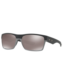 Oakley OO9189 Two Face Prizm Daily Polarised Square Sunglasses, Black Grey/Mirror Grey