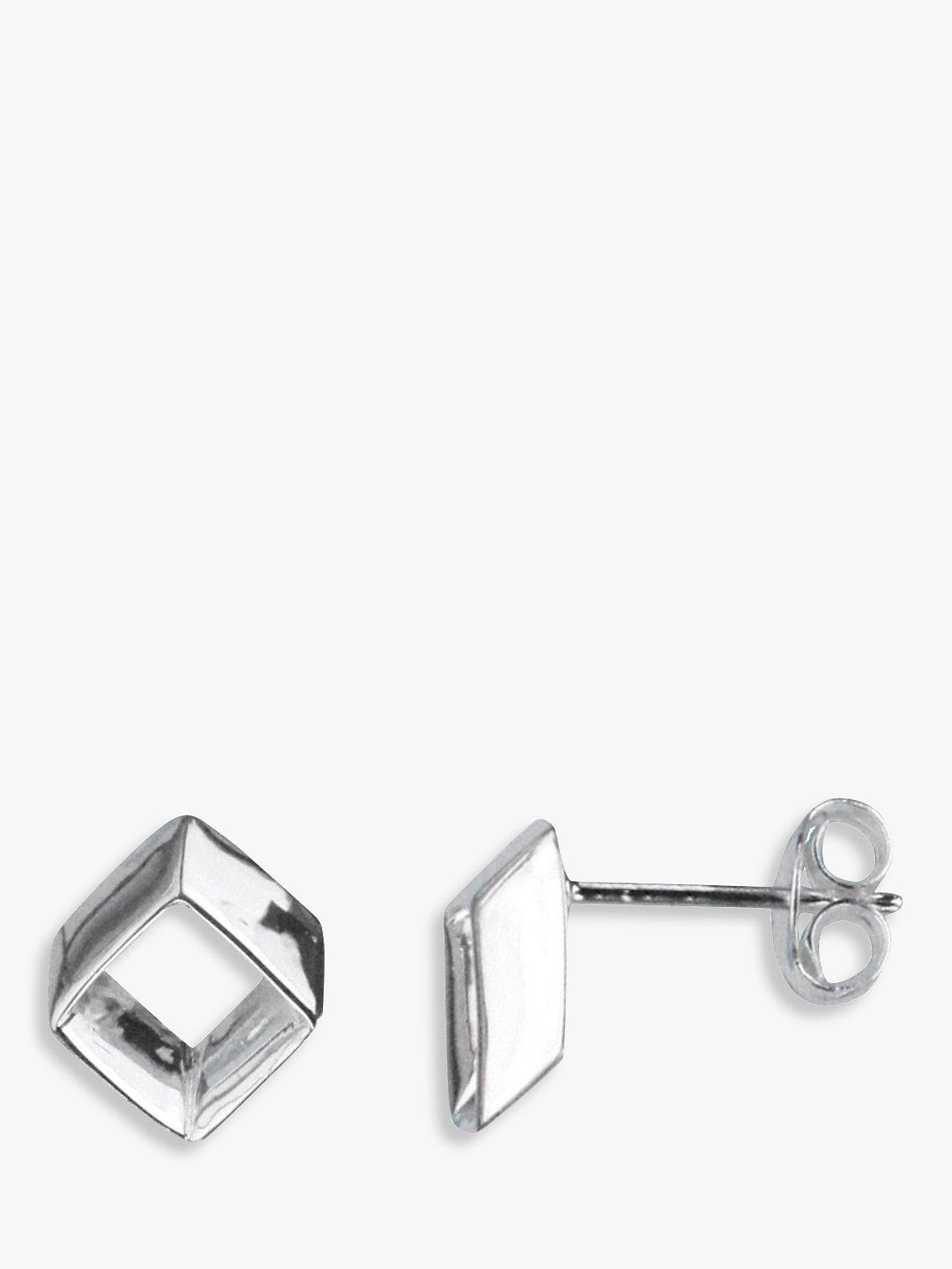 Product image 1 of 2, which shows Nina B Rhombus Stud Earrings, Silver