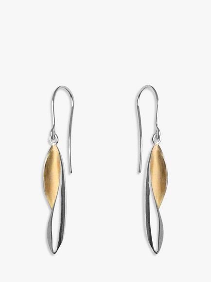 Nina B Curve Long Drop Hook Earrings, Silver/Gold, Silver/Gold