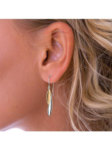 Nina B Curve Long Drop Hook Earrings, Silver/Gold - view 2, Silver/Gold