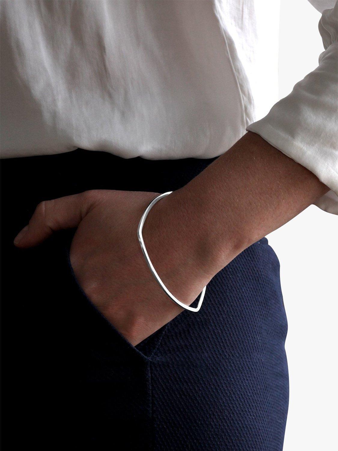 Product image 2 of 4, which shows Nina B Slim Triangular Bangle, Silver