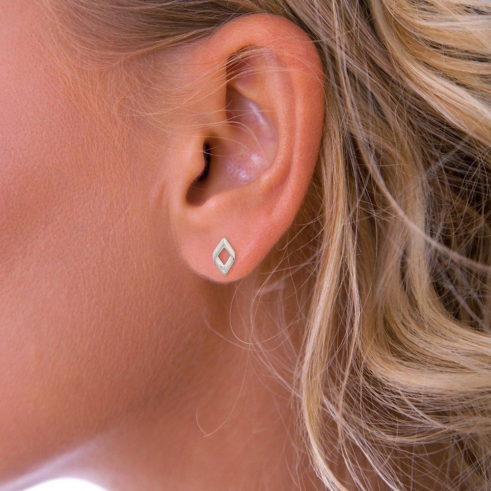 Product image 2 of 2, which shows Nina B Small Rhombus Stud Earrings, Silver