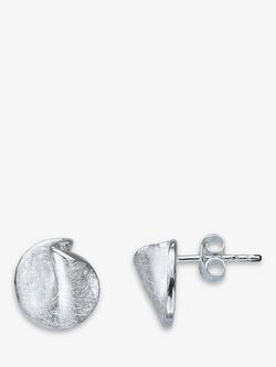 Nina B Folded Circle Stud Earrings, Silver, Silver