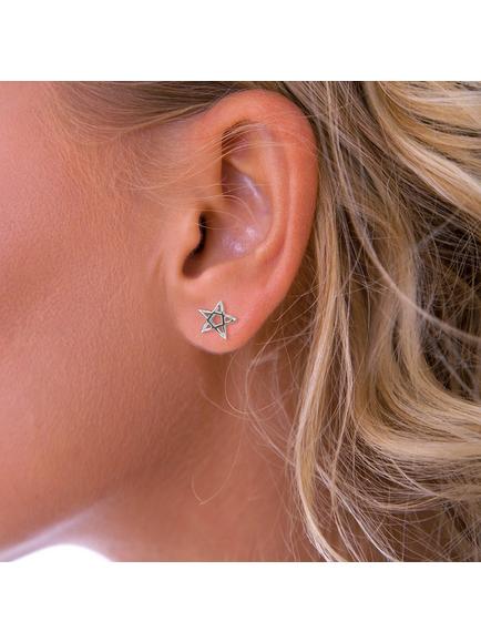 Nina B Silver Sterling Star Stud Earrings, Silver - view 2, Silver