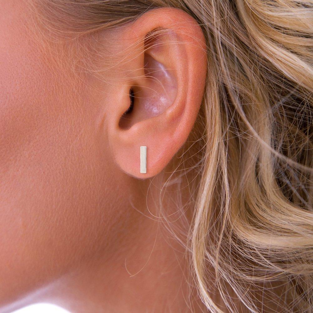Nina B Slim Bar Stud Earrings Silver