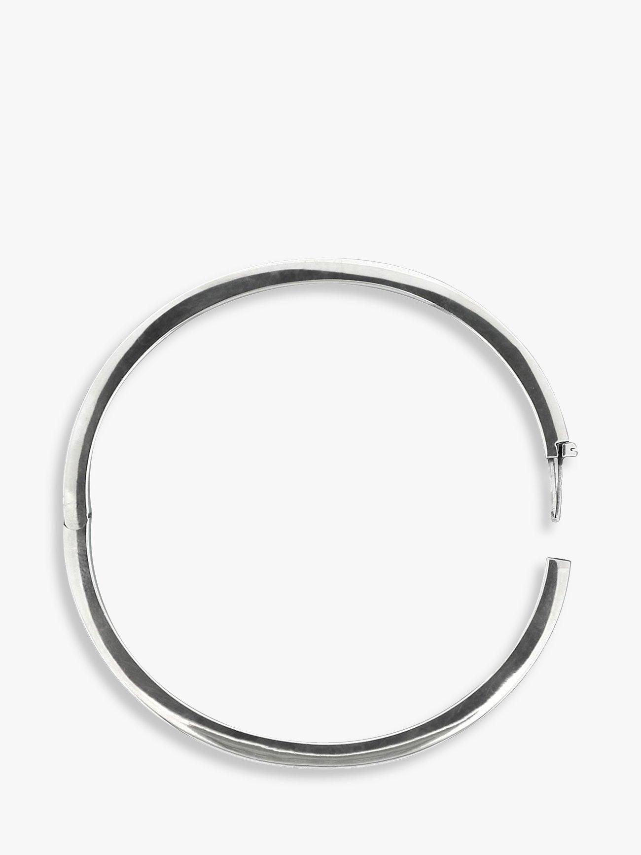 Product image 1 of 4, which shows Nina B Silver Sterling Oval Bangle, Silver