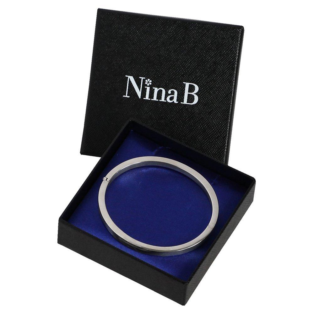Product image 3 of 4, which shows Nina B Silver Sterling Oval Bangle, Silver