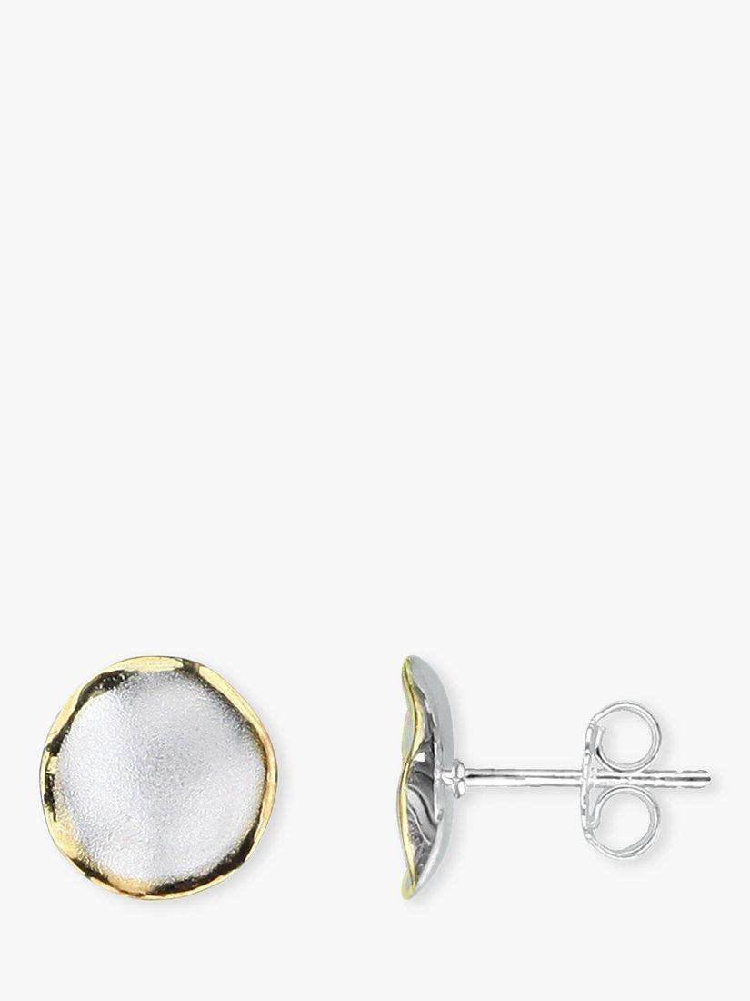 Product image 1 of 4, which shows Nina B Concave Stud Earrings, Silver/Gold