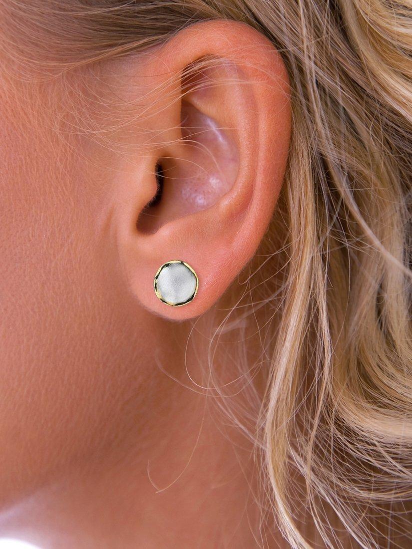 Product image 3 of 4, which shows Nina B Concave Stud Earrings, Silver/Gold