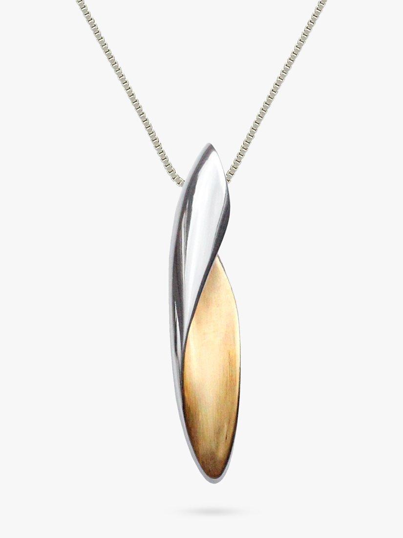 Product image 1 of 4, which shows Nina B Curved Drop Pendant Necklace, Silver/Gold