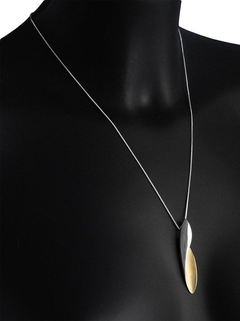 Product image 3 of 4, which shows Nina B Curved Drop Pendant Necklace, Silver/Gold