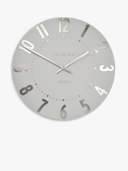 Thomas Kent Mulberry Wall Clock, 30cm, Silver Cloud, Silver Cloud