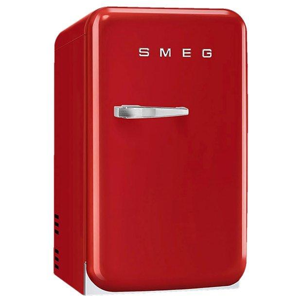 Smeg FAB5RRD Freestanding Mini Fridge, D Energy Rating, 40cm Wide, Right-Hand Hinge, Red