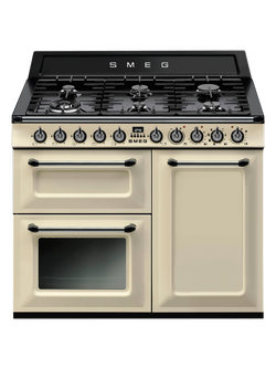 Smeg Victoria TR103 Dual Fuel Range Cooker, 100cm Wide, Cream Gloss