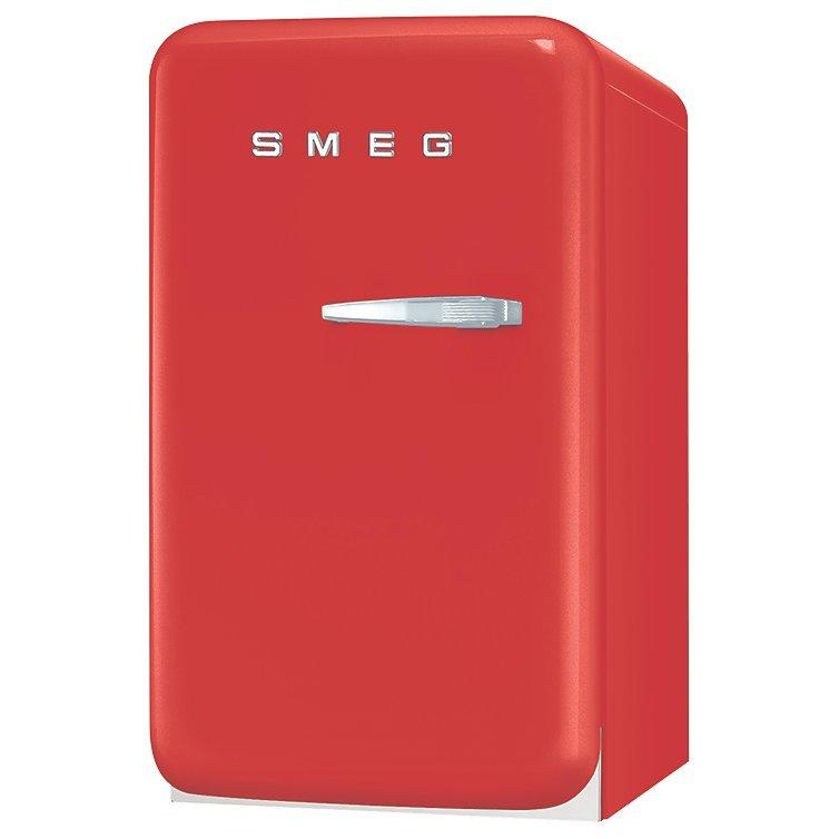 Smeg FAB5LRD Freestanding Mini Fridge, D Energy Rating, 40cm Wide, Left-Hand Hinge, Red