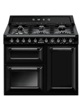 Smeg Victoria TR103 Dual Fuel Range Cooker, 100cm Wide, Black Gloss