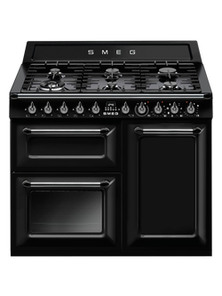 Smeg Victoria TR103 Dual Fuel Range Cooker, 100cm Wide, Black Gloss