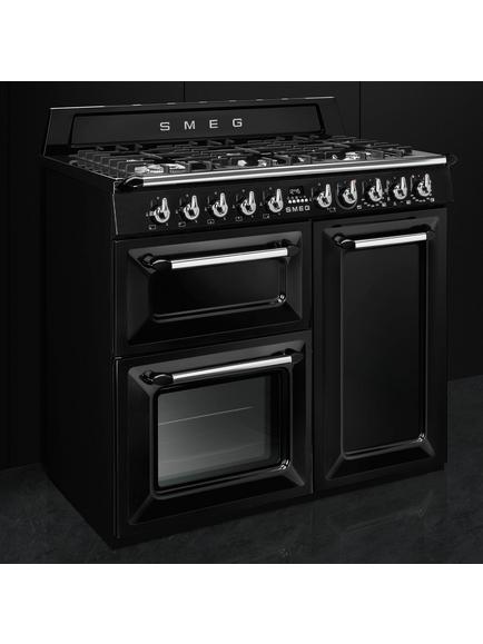Smeg Victoria TR103 Dual Fuel Range Cooker, 100cm Wide - view 2, Black Gloss