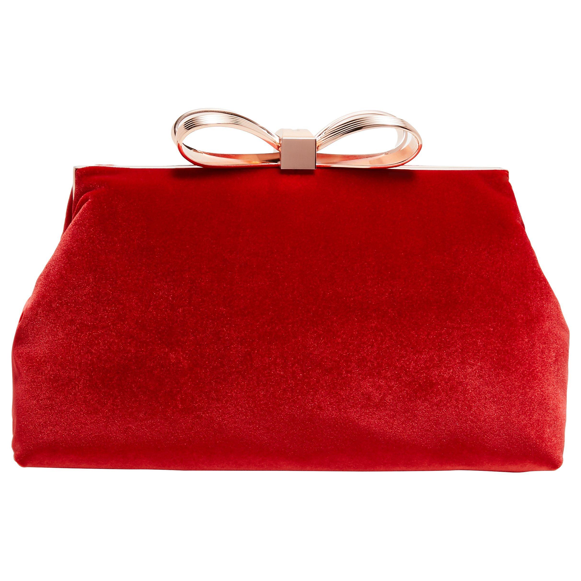 Ted Baker Cena Bow Evening Clutch Bag, Bright Red