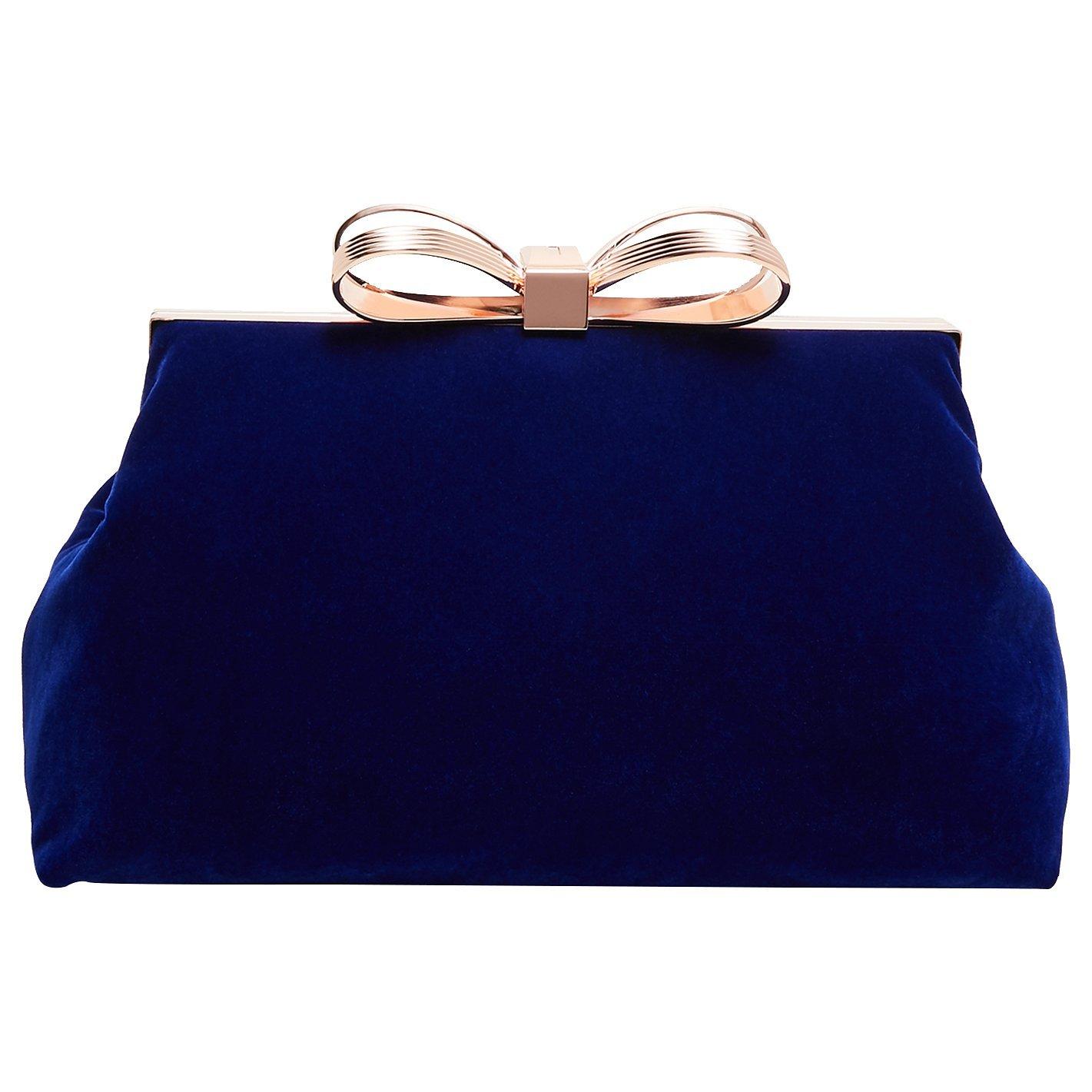 Ted Baker Cena Bow Evening Clutch Bag, Mid Blue