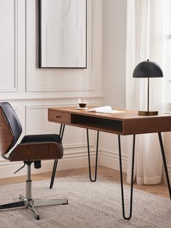 John Lewis Hairpin Desk - view 2, Dark Oak