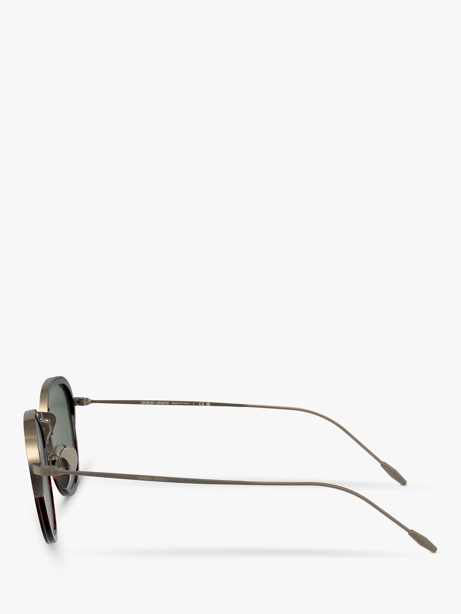 Product image 3 of 11, which shows Giorgio Armani AR6068 Men's Frames of Life Round Sunglasses, Tortoise/Grey