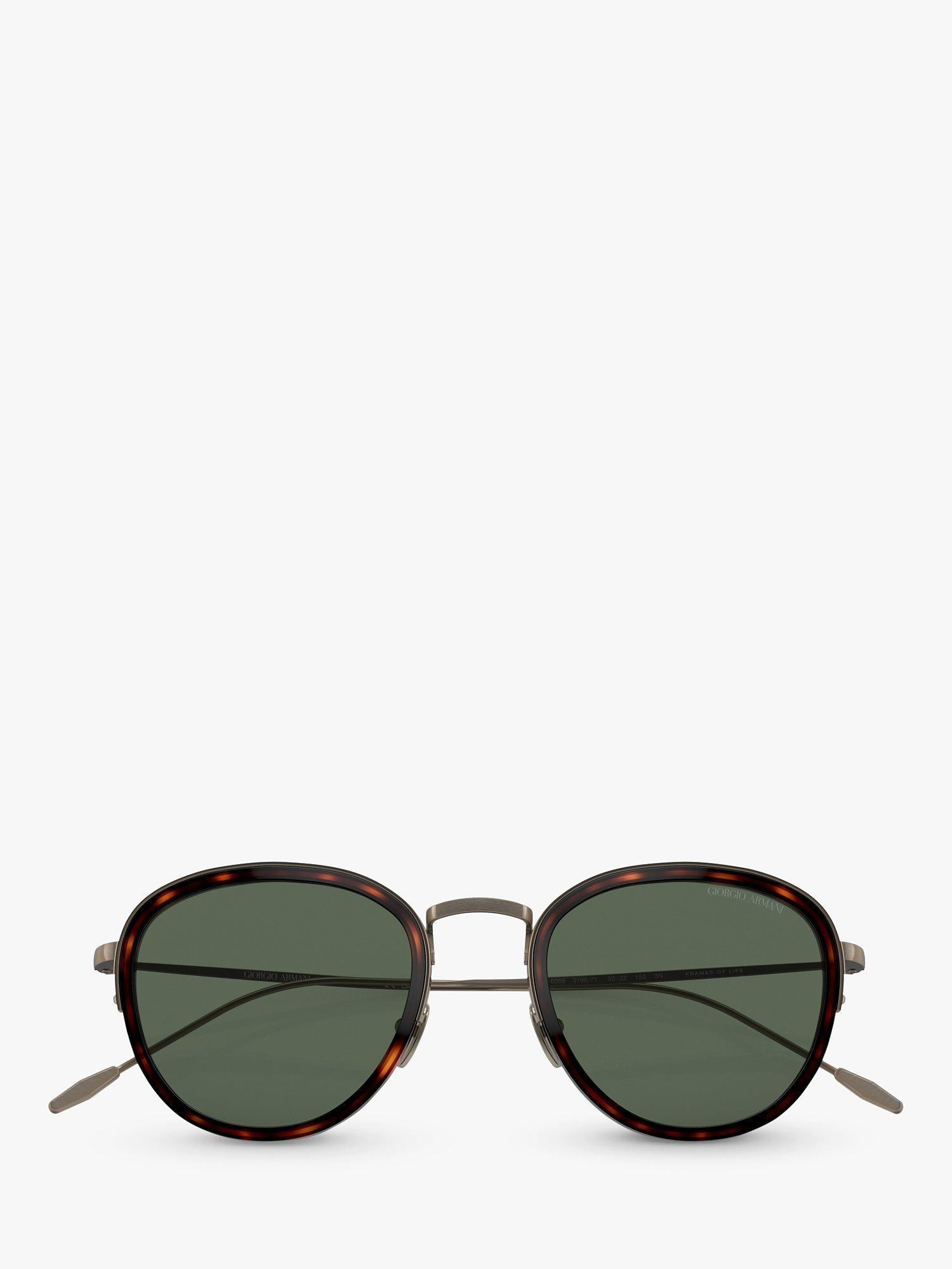 Product image 5 of 11, which shows Giorgio Armani AR6068 Men's Frames of Life Round Sunglasses, Tortoise/Grey