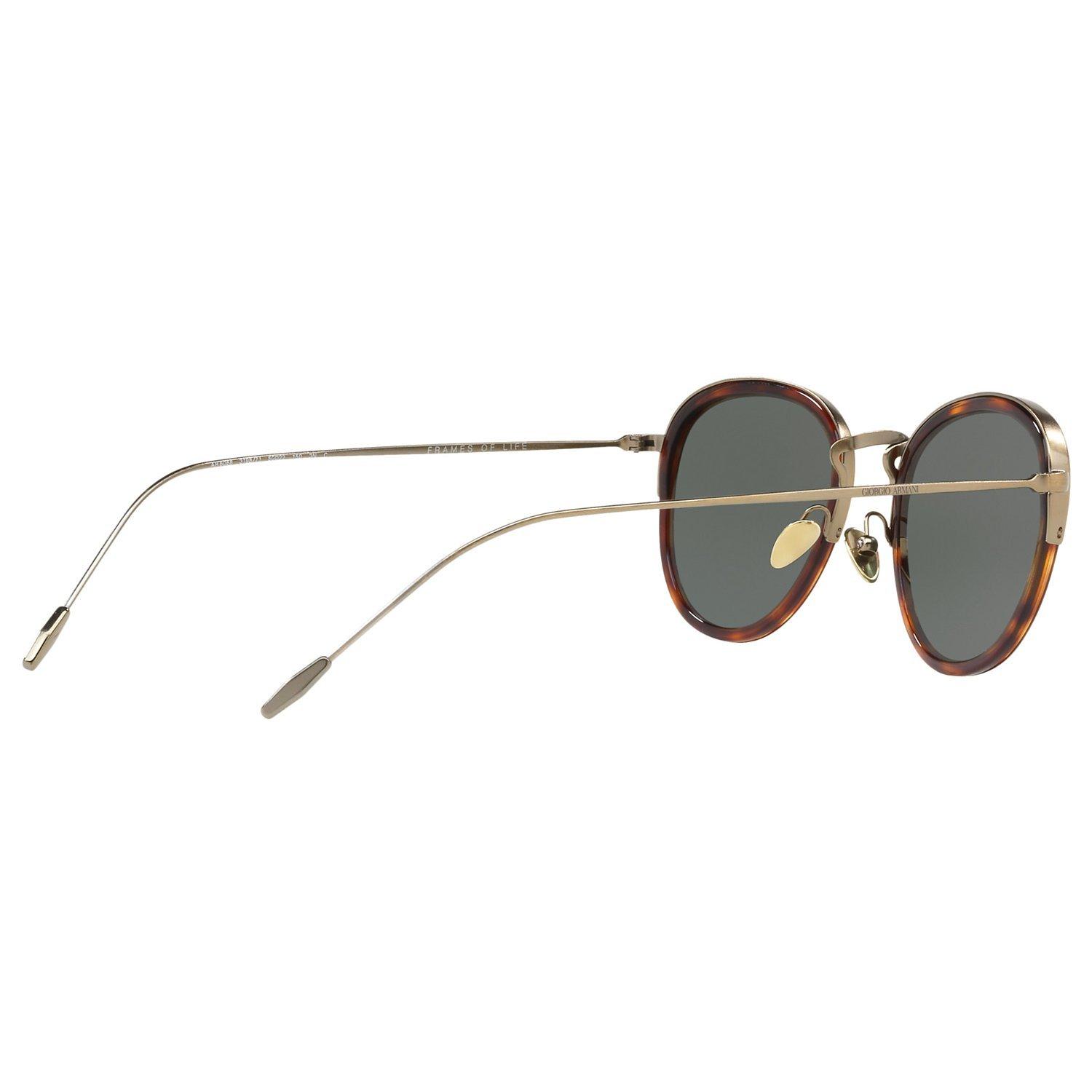 Product image 9 of 11, which shows Giorgio Armani AR6068 Men's Frames of Life Round Sunglasses, Tortoise/Grey
