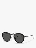 Giorgio Armani AR6068 Men's Frames of Life Round Sunglasses, Black/Grey