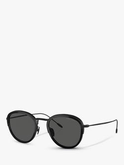 Giorgio Armani AR6068 Men's Frames of Life Round Sunglasses, Black/Grey