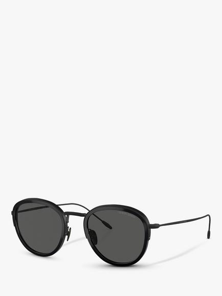 Giorgio Armani AR6068 Men's Frames of Life Round Sunglasses, Black/Grey