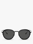 Giorgio Armani AR6068 Men's Frames of Life Round Sunglasses, Black/Grey
