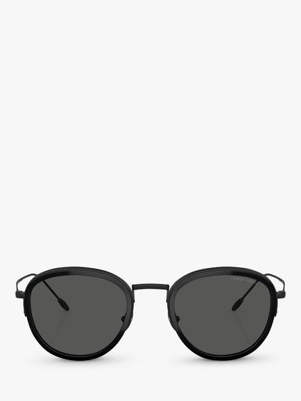 Giorgio Armani AR6068 Men's Frames of Life Round Sunglasses - view 2, Black/Grey
