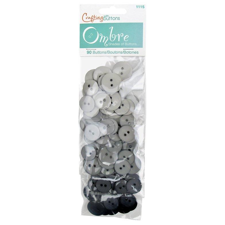 Blumenthal Ombre Craft Buttons, Pack of 90, Grey