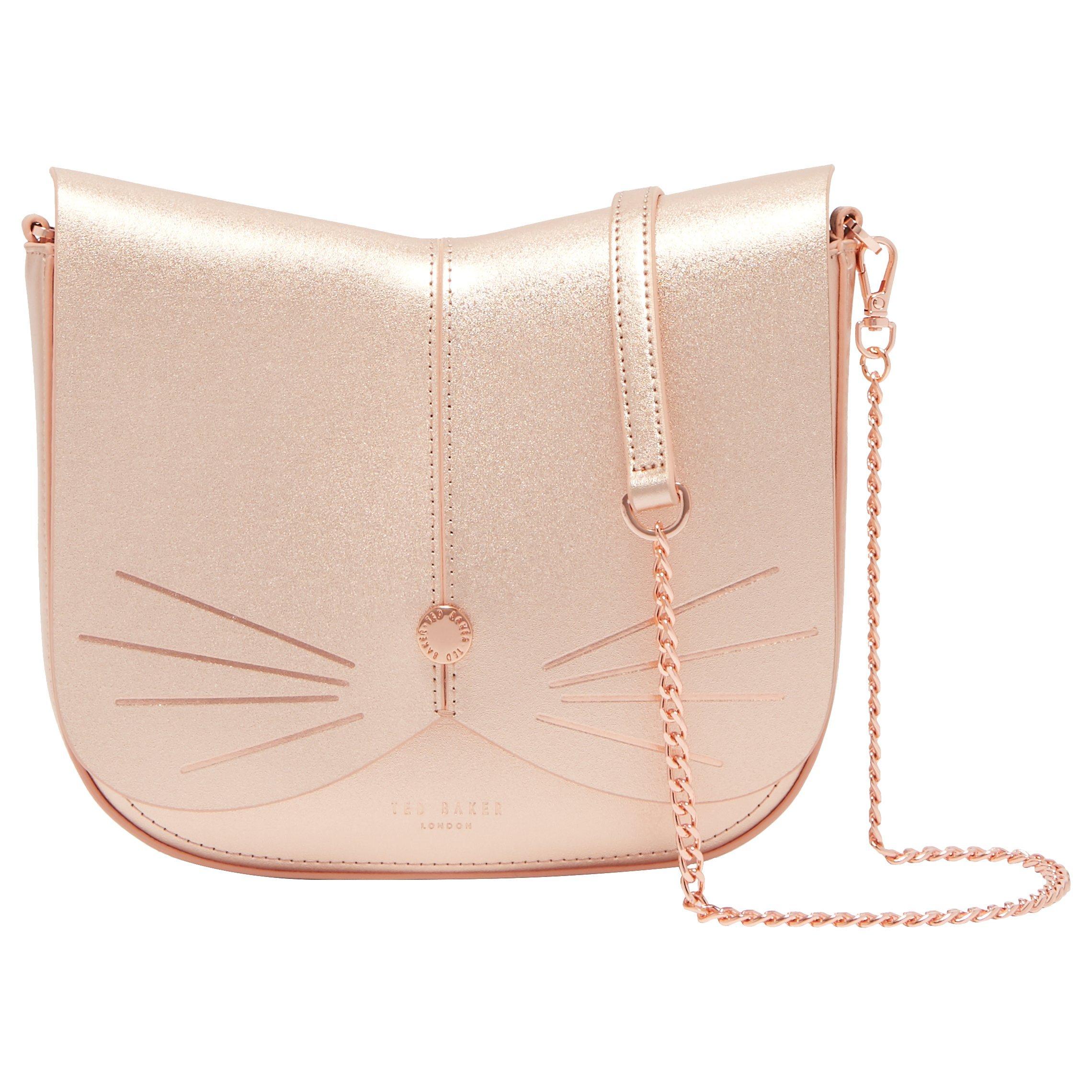 Ted Baker Kittii Cat Leather Across Body Bag Rose Gold