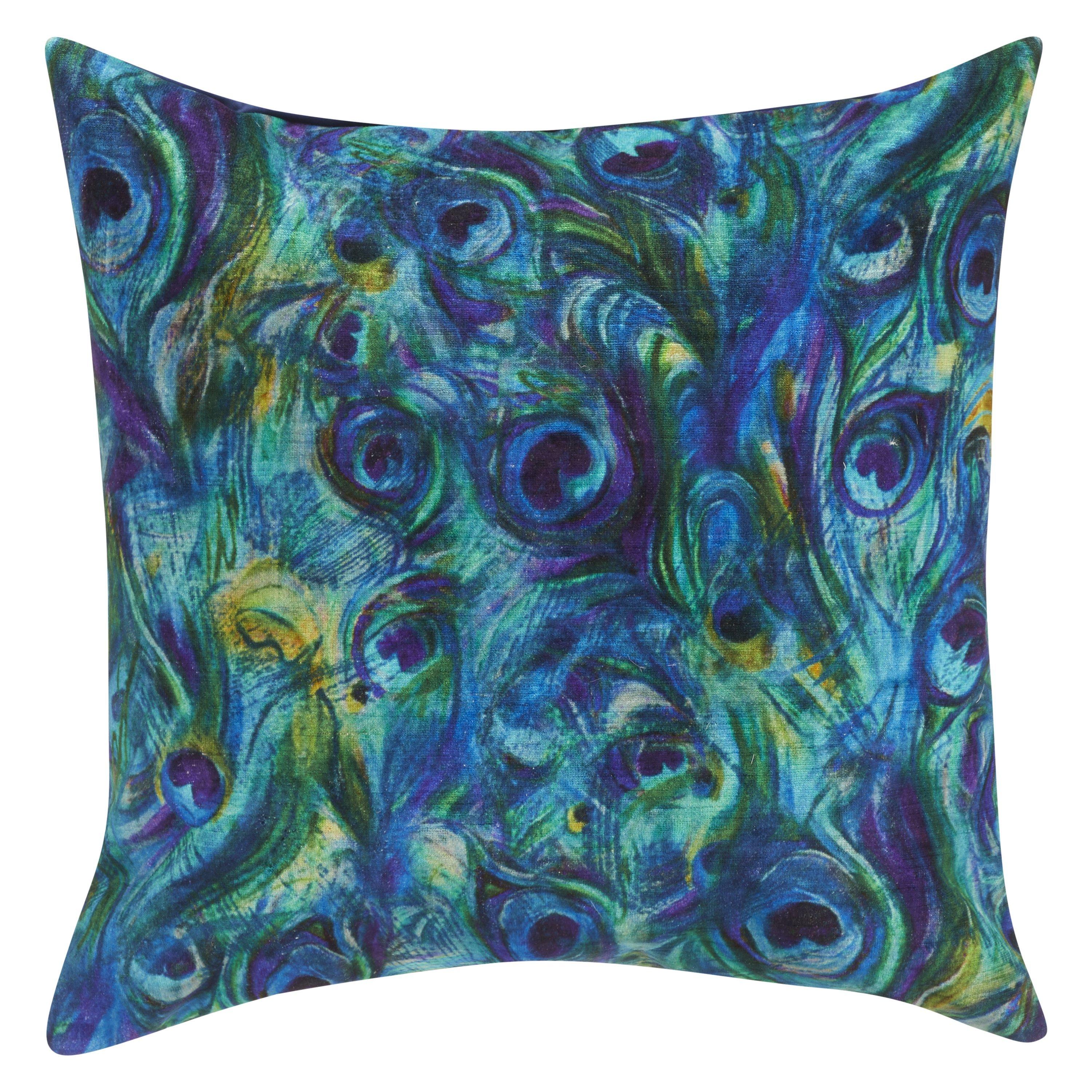 John Lewis Zelda Velvet Cushion, Peacock