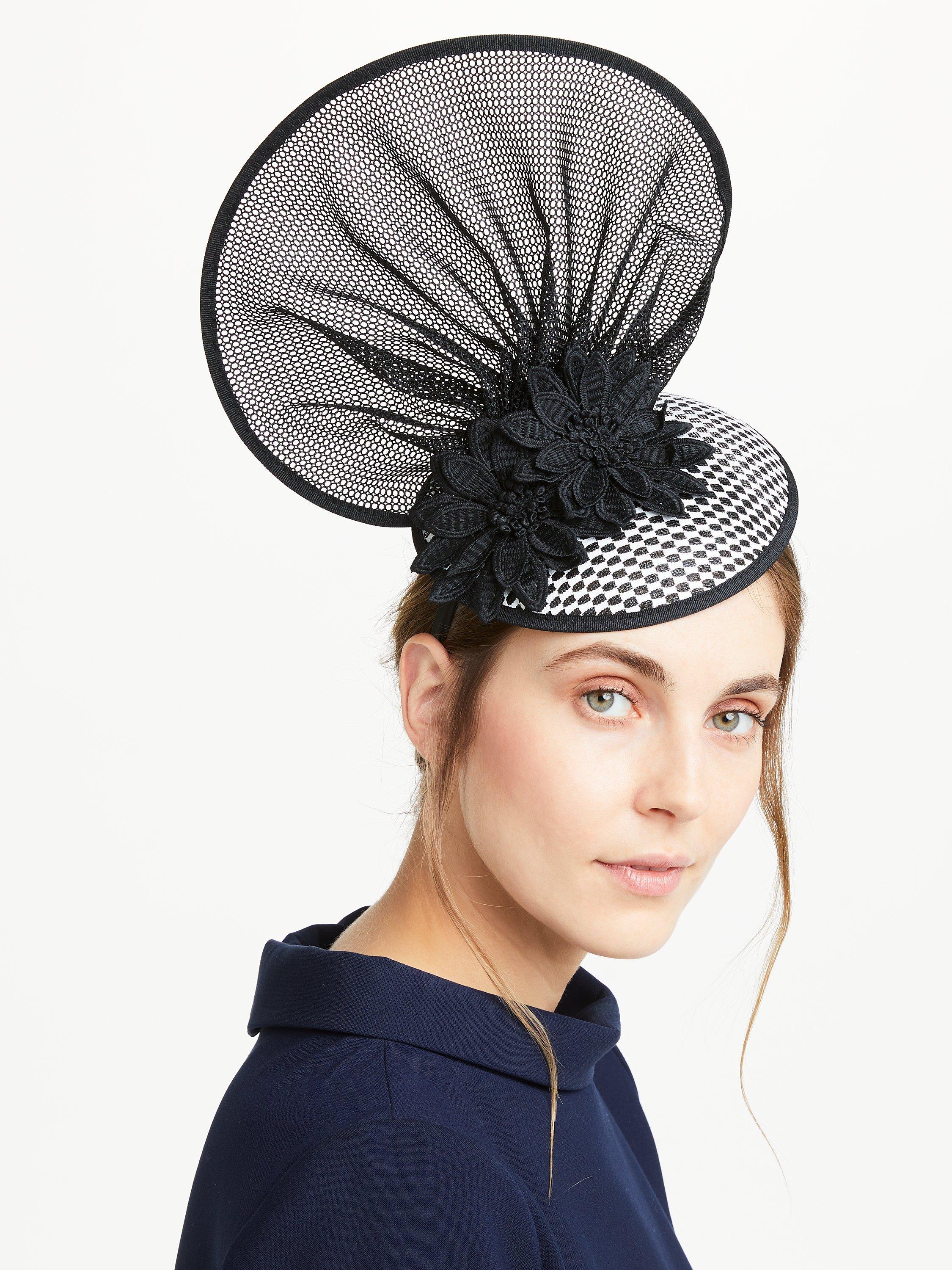 John Lewis & Partners Esme Checkerboard Fascinator, Black/White