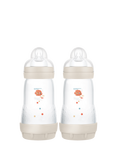 MAM Easy Start Anti-Colic Self-Sterilising Baby Bottle, Pack of 2, 260ml, Grey