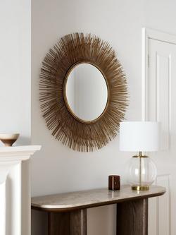 John Lewis Rajasthan Round Mirror, 87cm, Gold - view 2, Gold