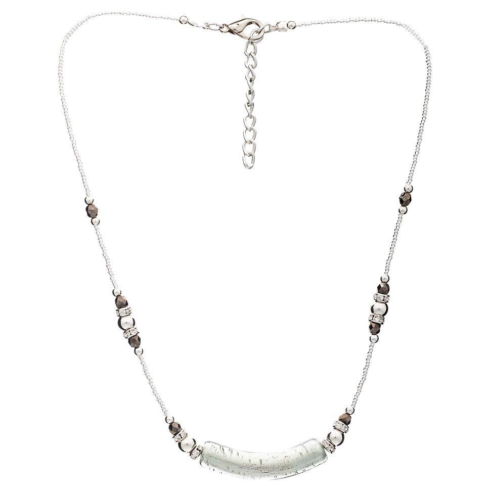 Martick Murano Glass Bead Necklace, Silver/Grey