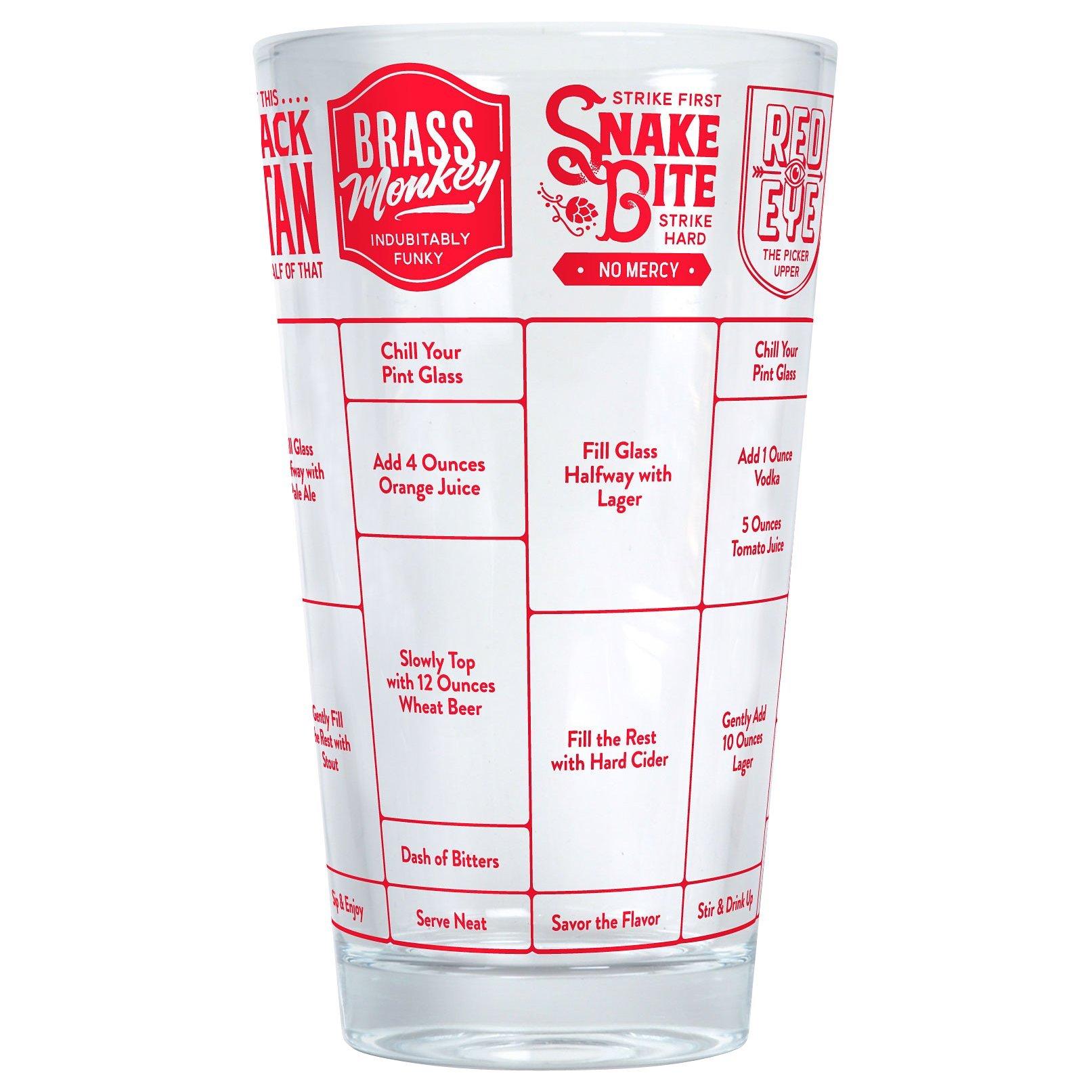 Fred Good Measure Beer Recipe Glass, Clear/Red, 450ml